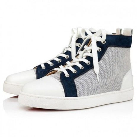 Christian Louboutin Louis De Înaltă Top Adidasi Vițel LeatherFabric Marin Pantofi Christian Louboutin