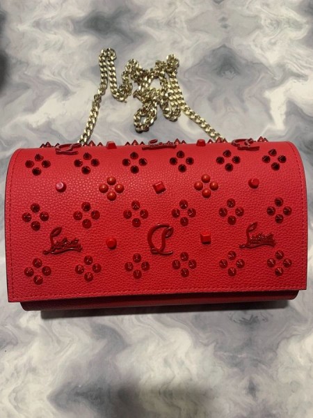 Christian Louboutin Paloma Piele Piroane Impodobita Sac De Ambreiaj Roșu Christian Louboutin