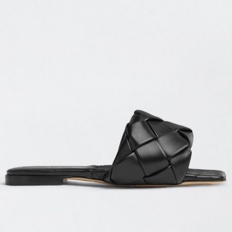 Bottega Veneta Lido Diapozitive Negru Intreccio Miel Bottega Veneta Pantofi