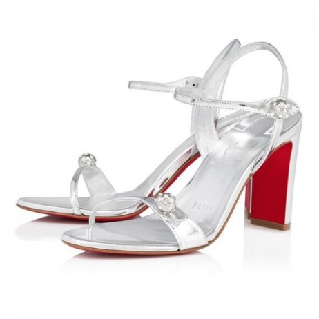 Christian Louboutin Atmospheria 85 Mm Sandale Specchio Din Piele De Argint