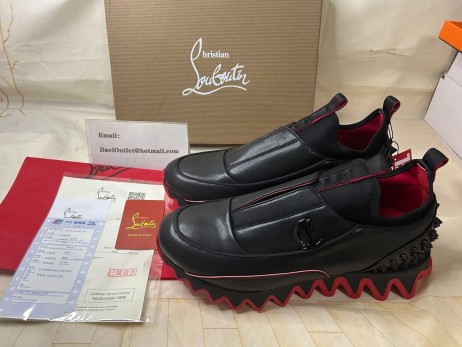 Christian Louboutin Sharkyloub Sp Piroane Adidași Din Piele De Vitel De Neopren Și Piroane Negre