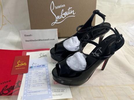 Christian Louboutin Deci Jenlove Alta Platforme 150mm Piele Lăcuită Negru