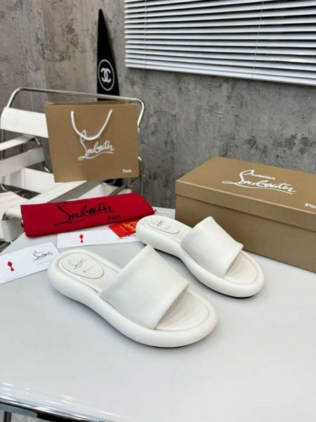 Christian Louboutin Femei Papuci Sandale Din Piele Nappa Alb