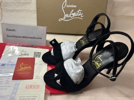 Christian Louboutin Sandale de 100 mm, Negru/lin Negru piele de Căprioară piele de Vițel
