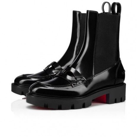 Christian Louboutin Spikita Prada Montezu Lug Plat Black Calf Pantofi
