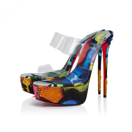 Christian Louboutin Just Nothing Alta Flower Strass 150 Mm Mules "Flower" Printed Multicolor