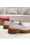 Christian Louboutin CL Moc Lug Mocasini Albi din Piele de Vițel