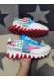 Christian Louboutin Loubishark Donna Plat Bărbați Adidași Din Piele De Vițel Multicolor