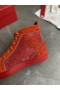 Christian Louboutin Louis Strass-High Top Adidași Veau Velous și Strass Portocaliu