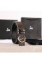 Christian Louboutin Centura de 35mm Havane/bk/antic, Maro Inchis din Piele