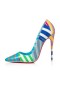 Christian Louboutin Pompe Deci Kate 120 mm Multi/lin Albastru-Alb, din Piele de Brevet