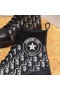 Dior Explorer Glezna Cizme Toc Dur Oblic Tesatura Piele De Vițel Negru