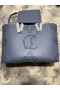 Christian Louboutin Cabata din Piele Tote Sac Albastru CL Magazin