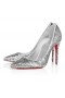 Christian Louboutin Kate Mini Paillettes 100 Mm Pompe Crep Satin Silver