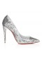 Christian Louboutin Kate Mini Paillettes 100 Mm Pompe Crep Satin Silver