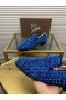 Christian Louboutin Spike Pietre Mocasini Catifea Albastru Regal