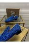 Christian Louboutin Spike Pietre Mocasini Catifea Albastru Regal