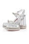 Christian Louboutin Superaclou 130 Mm Sandale Cu Platforma Specchio Din Piele De Argint Pantofi Christian Louboutin