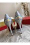 Christian Louboutin Foarte Strass Pompe Peep Toe 120mm Plasă și Piele de Argint