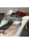 Jimmy Choo Bing 100 De Catâri Din Piele De Brevet De Cristal Curea Alb