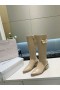 Jimmy Choo Genunchi Boot 45mm Buzunar Decor Med Toc Bej