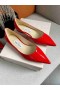 Jimmy Choo Dragoste Plat din Piele de Brevet JC Emblema Roșie