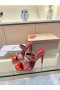 Christian Louboutin Doar Lanț 85mm Sandale Irizate de Piele Roșie CL Pantofi