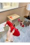 Christian Louboutin Doar Lanț 85mm Sandale Irizate de Piele Roșie CL Pantofi