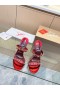 Christian Louboutin Doar Lanț 85mm Sandale Irizate de Piele Roșie CL Pantofi