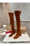 Christian Louboutin Stretchadoxa Botta Alta 70MM ThighBoots Veau Velur Maro