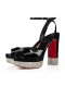 Christian Louboutin Cassandrina Alta 130 Mm Sandale Cu Platforma Din Piele De Brevet Negru Pantofi Christian Louboutin