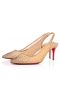 Christian Louboutin Nebuniile Strass Sling Pompe de 70mm deget in fund Nud