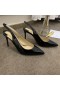 Christian Louboutin Kate Sling Pompe de 80mm Piele Lăcuită Negru CL Pantofi