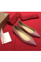 Christian Louboutin Pigalle Spikes Ballet Flats Glitter Leather Pink