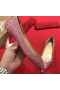 Christian Louboutin Pigalle Spikes Ballet Flats Glitter Leather Pink