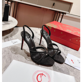 Christian Louboutin Emilie 100MM Sandale StrÄlucea din Piele Negru