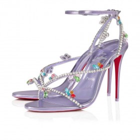 Christian Louboutin Joli Regina Sandale 100mm Strass Impodobita Liliac Fum