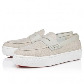 Christian Louboutin Paqueboat Pantofi Cu Barca Lenjerie De Pat Țară Și Din Piele De Vițel Albatre Pantofi Christian Louboutin