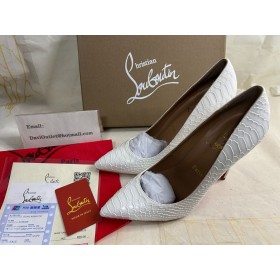 Christian Louboutin Pigalle Nebuniile Pompe de 120mm Piele de Piton Alb