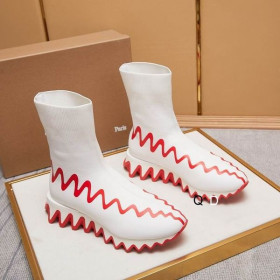 Christian Louboutin Sharky Ciorap Adidași Tricot Cu Ochiuri Alb