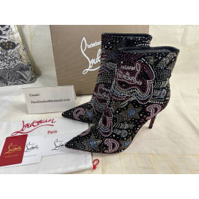 Christian Louboutin Deci Kate Starlight Roșu Unic Cizme de 100 mm Strass Multicolor