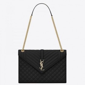 Saint Laurent Plic Sac Mare Negru Granulat Din Piele Saint Laurent Saci