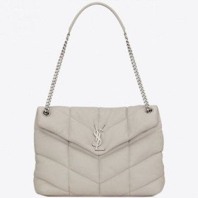Saint Laurent Loulou Puffer Mediu Pungă Albă De Miel Saint Laurent Saci
