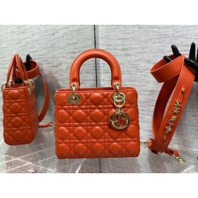 Dior 20CM Lady Dior Geantă de Portocale Cannage Miel