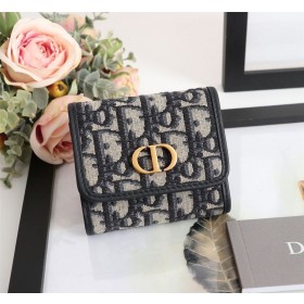Dior 30 de Montaigne Lotus Portofel 10CM Albastru Dior Oblic Jacquard
