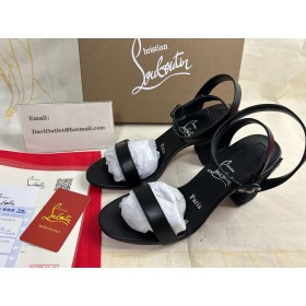 Christian Louboutin Bloc Toc Sandale de Curea 80mm Piele Nappa Neagra