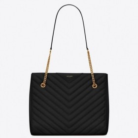 Saint Laurent Tribeca Mici Cumparaturi Geanta Neagra Din Piele Grained