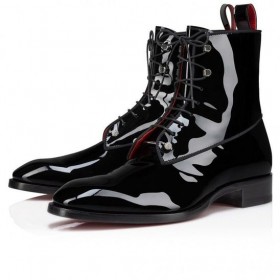 Christian Louboutin Chambeliboot Noapte Strass Brevet Cizme Din Piele De ViÈel Negru Pantofi Christian Louboutin