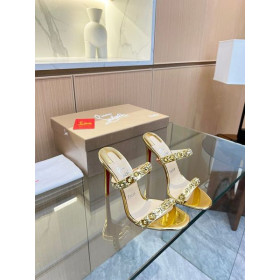 Christian Louboutin Doar Lanț 85mm Sandale Irizate de Piele de Aur Pantofi Christian Louboutin