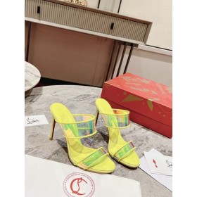 Christian Louboutin Doar Loubi PVC Sandale 85mm Fluo Galben CL Pantofi